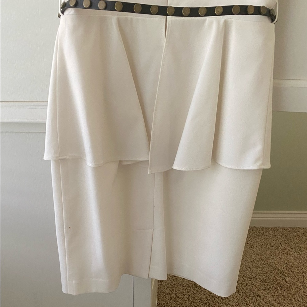 white peplum dress with belt - Picture 10 of 14